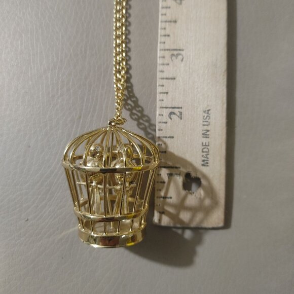 Kate Spade Gold Tone Birdcage Pendant Necklace Chain 32 Inch Drop Length - Picture 7 of 10